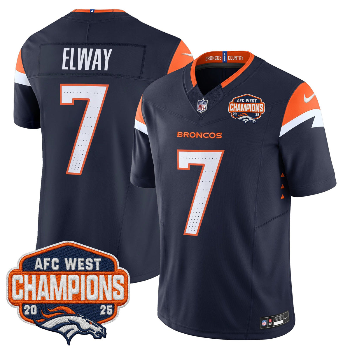 Men's Denver Broncos 2025 AFC West Division Champions Vapor Limited Jersey - All Stitched