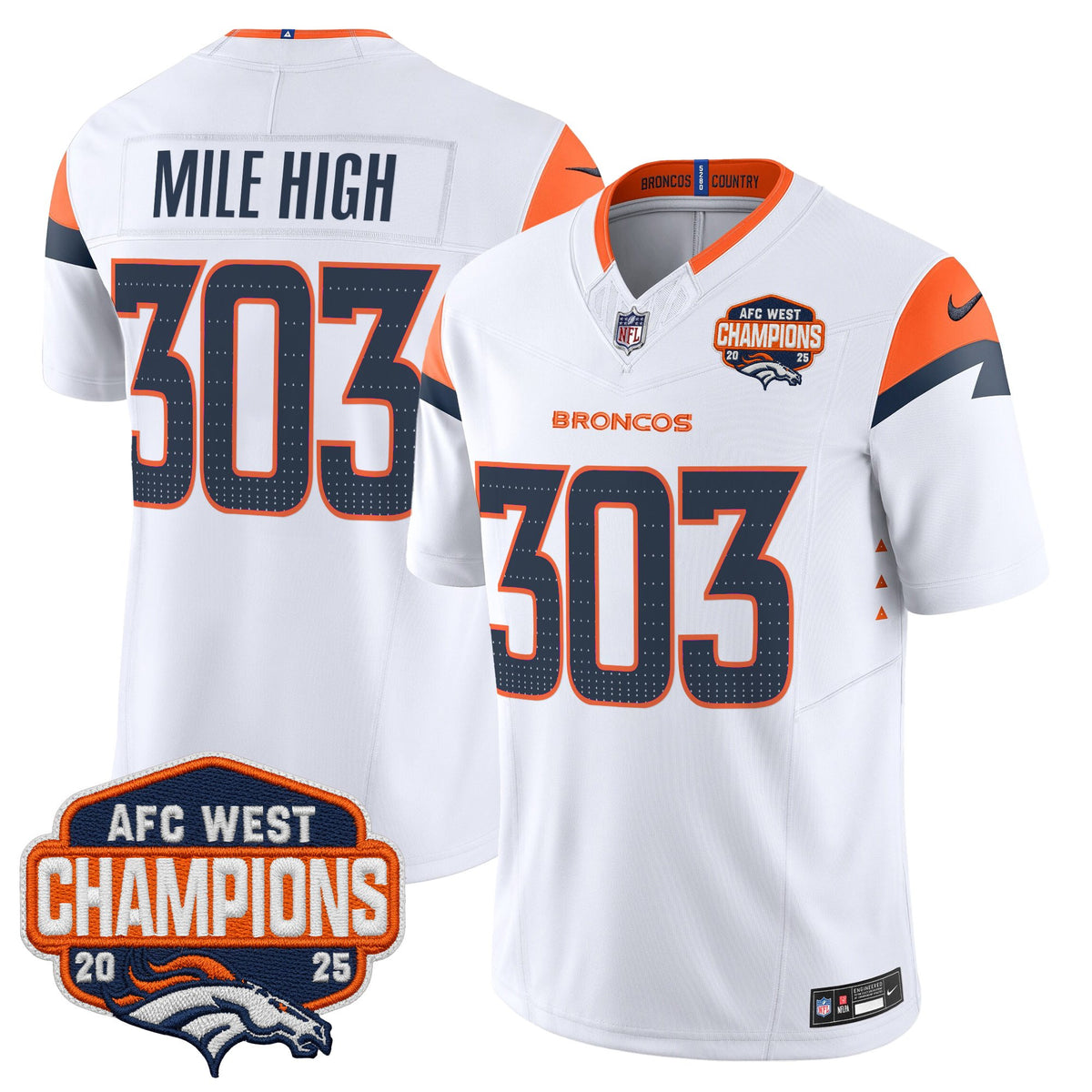 Men's Denver Broncos 2025 AFC West Division Champions Vapor Limited Jersey - All Stitched