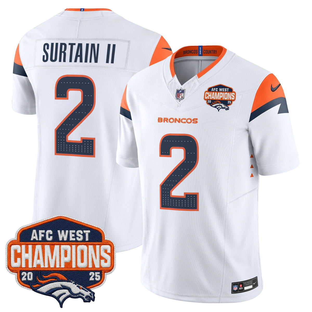 Men's Denver Broncos 2025 AFC West Division Champions Vapor Limited Jersey - All Stitched