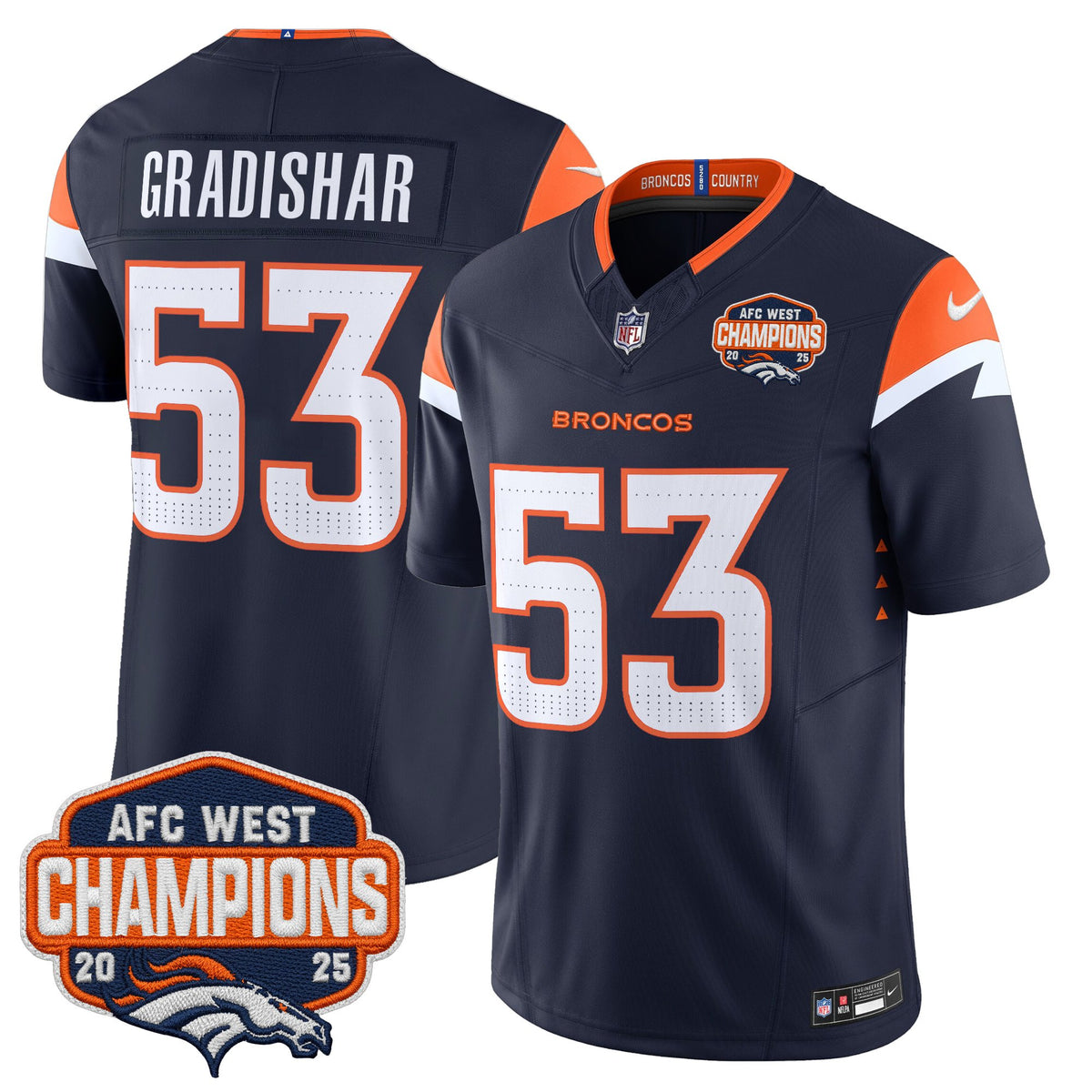 Men's Denver Broncos 2025 AFC West Division Champions Vapor Limited Jersey - All Stitched
