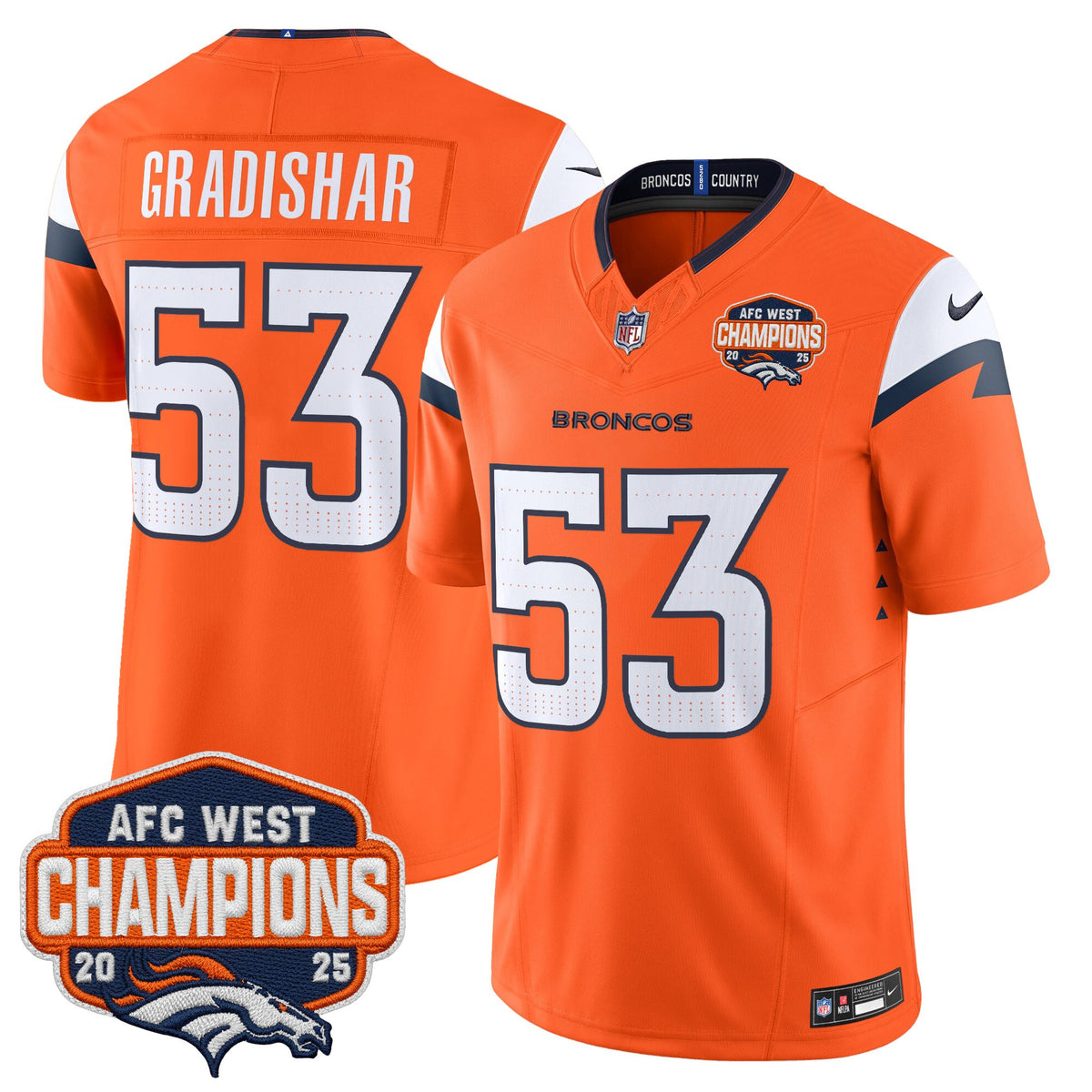 Men's Denver Broncos 2025 AFC West Division Champions Vapor Limited Jersey - All Stitched