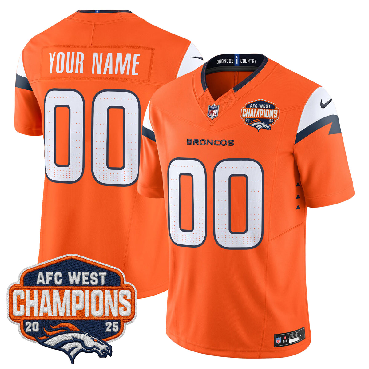 Denver Broncos 2025 AFC West Division Champions Vapor Limited Custom Jersey - All Stitched