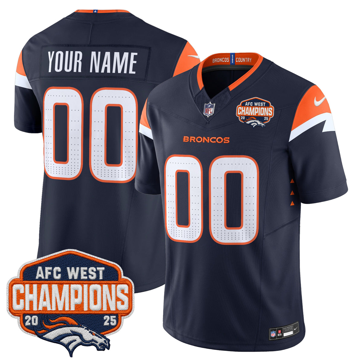 Denver Broncos 2025 AFC West Division Champions Vapor Limited Custom Jersey - All Stitched