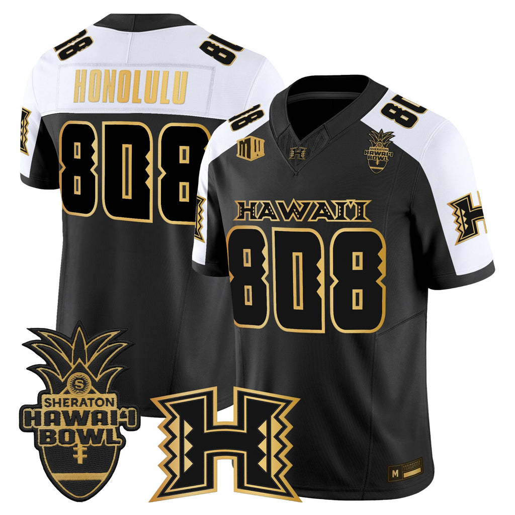 Men's Hawai'i Rainbow Warriors 2025 Hawai'i Bowl Gold Vapor Limited Jersey - All Stitched