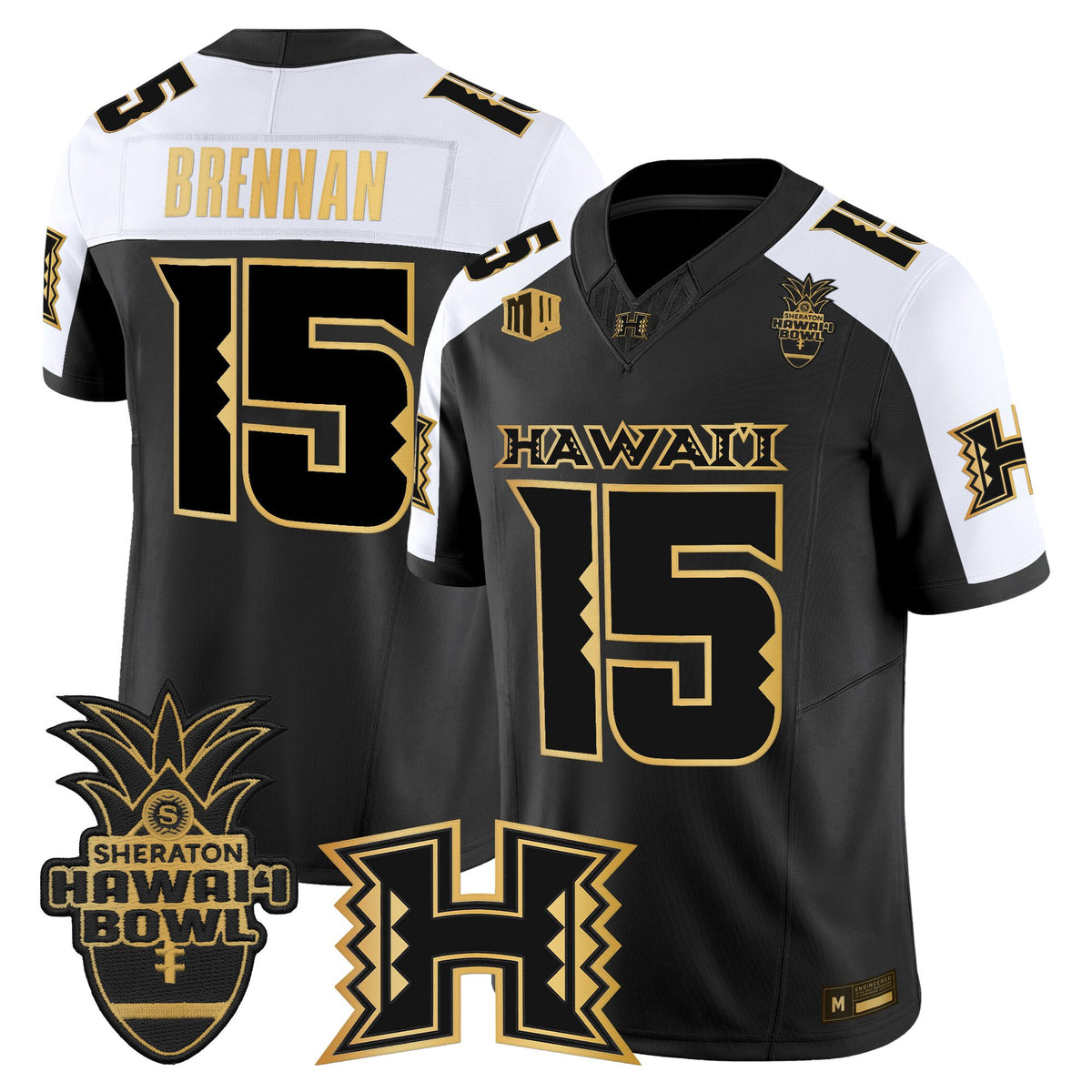 Men's Hawai'i Rainbow Warriors 2025 Hawai'i Bowl Gold Vapor Limited Jersey - All Stitched