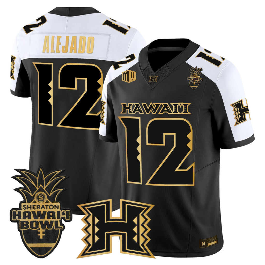 Men's Hawai'i Rainbow Warriors 2025 Hawai'i Bowl Gold Vapor Limited Jersey - All Stitched