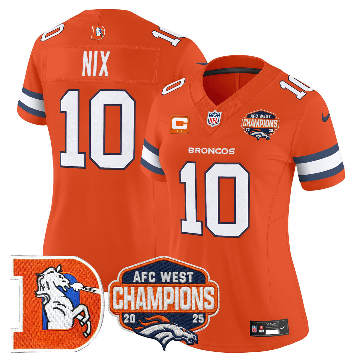 Women's Denver Broncos Throwback Vapor Limited Jersey - 2025 AFC West Division Champions Patch - All Stitched