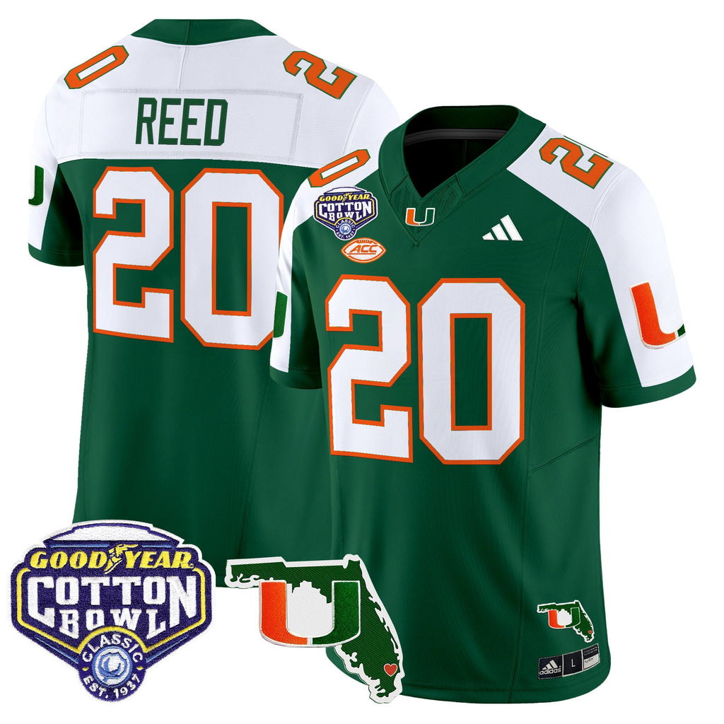 Men's Miami Hurricanes 2025 Cotton Bowl & Florida Patch Vapor Limited Jersey - All Stitched