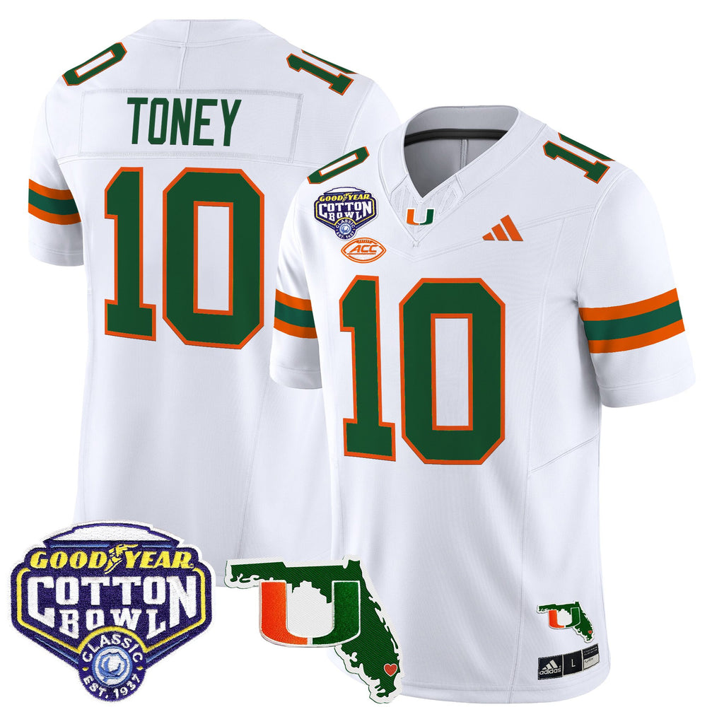 Men's Miami Hurricanes 2025 Cotton Bowl & Florida Patch Vapor Limited Jersey - All Stitched