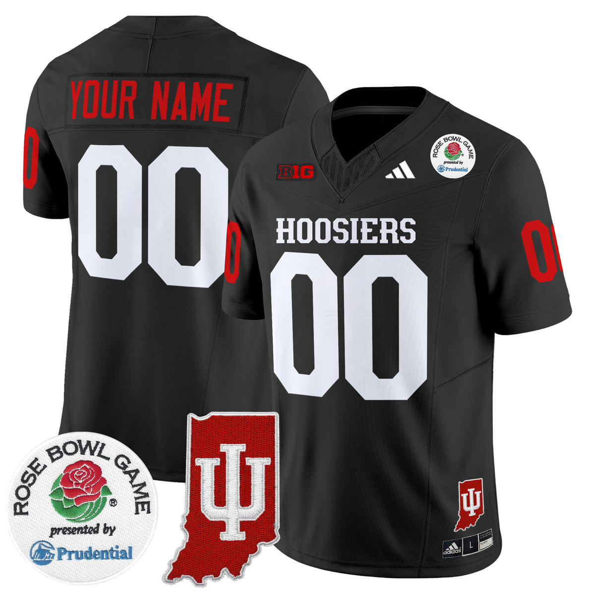 Indiana Hoosiers 2025 Rose Bowl & Indiana State Patch Vapor Limited Custom Jersey - All Stitched
