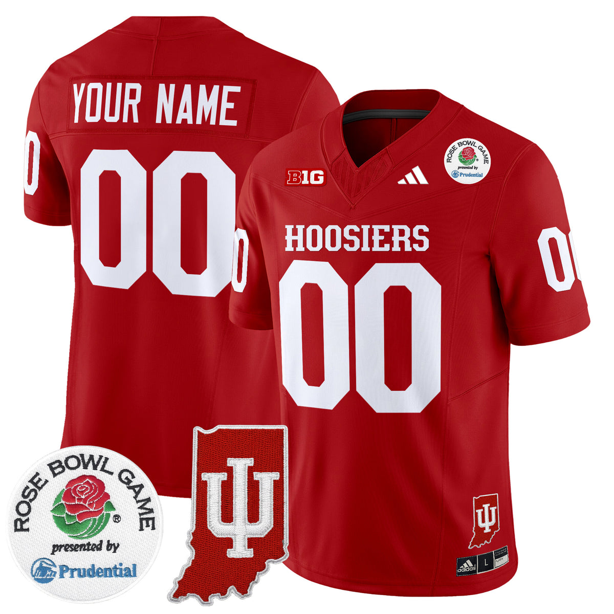 Indiana Hoosiers 2025 Rose Bowl & Indiana State Patch Vapor Limited Custom Jersey - All Stitched
