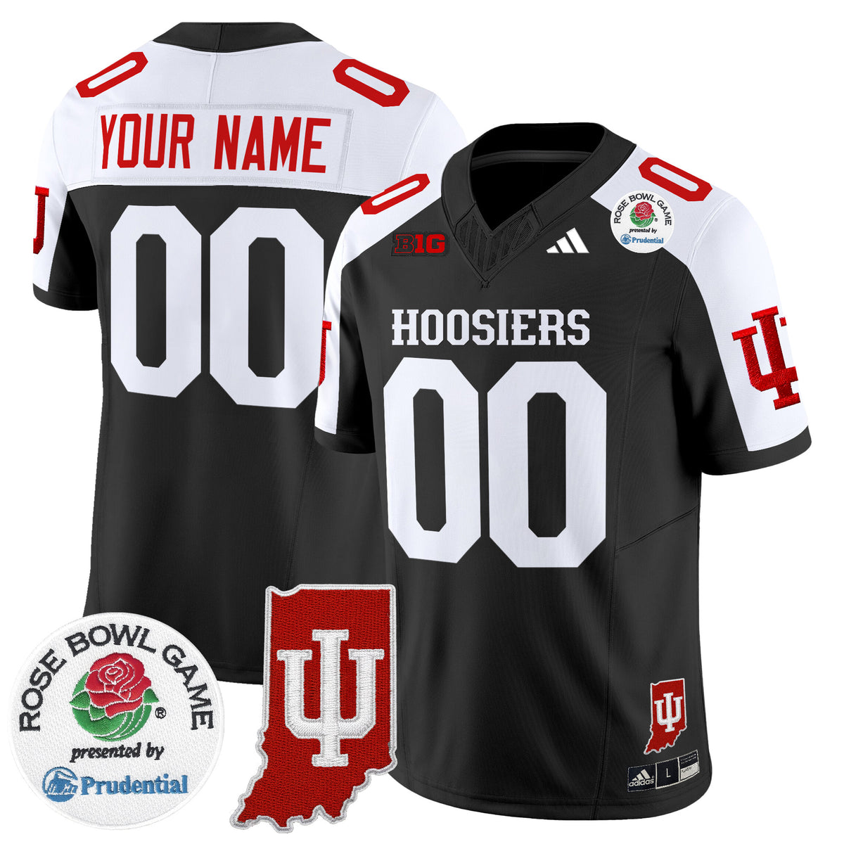 Indiana Hoosiers 2025 Rose Bowl & Indiana State Patch Vapor Limited Custom Jersey - All Stitched