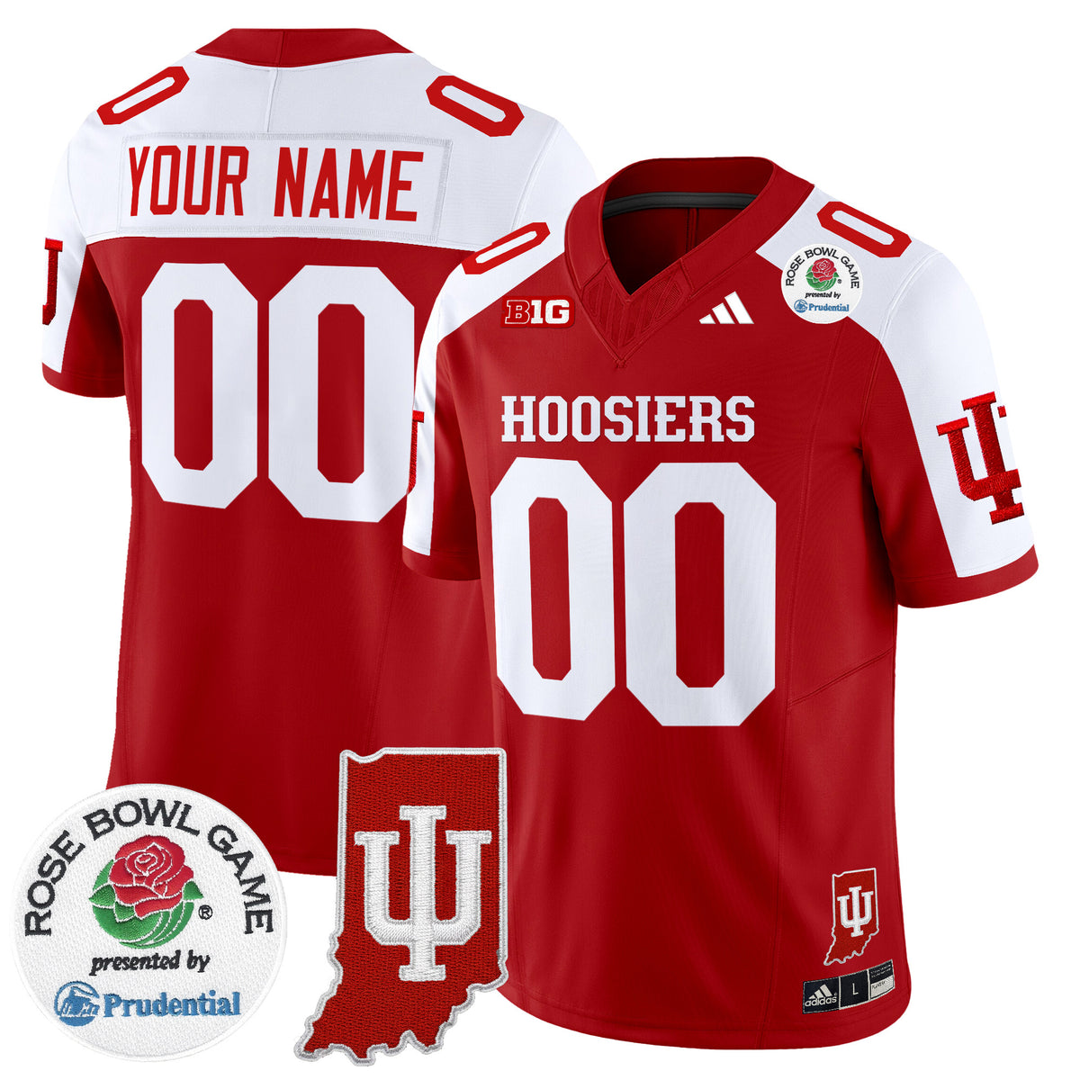 Indiana Hoosiers 2025 Rose Bowl & Indiana State Patch Vapor Limited Custom Jersey - All Stitched