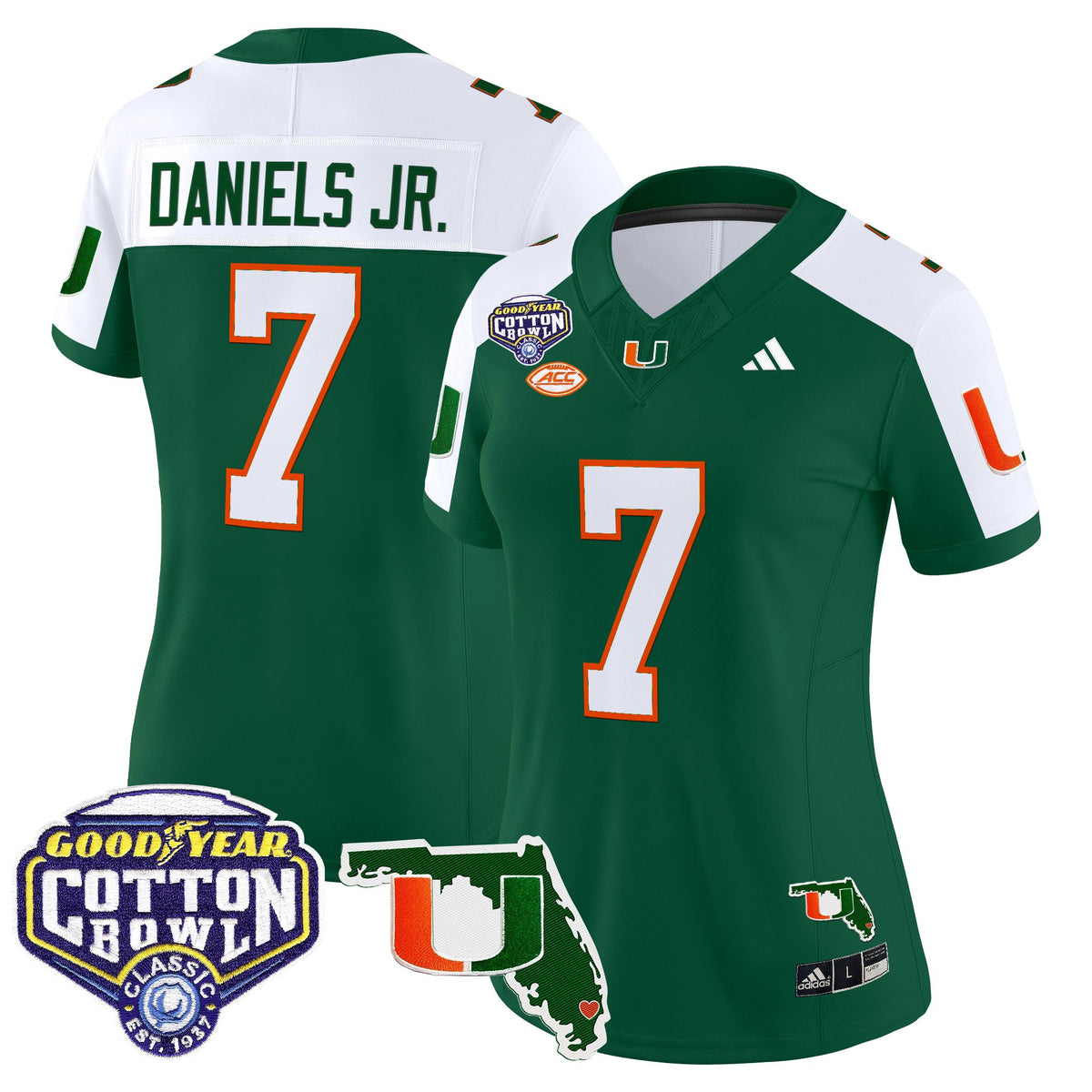 Women's Miami Hurricanes 2025 Cotton Bowl & Florida Patch Vapor Limited Jersey - All Stitched