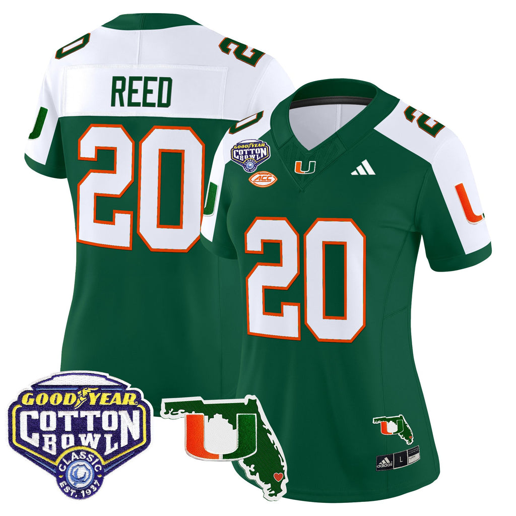 Women's Miami Hurricanes 2025 Cotton Bowl & Florida Patch Vapor Limited Jersey - All Stitched