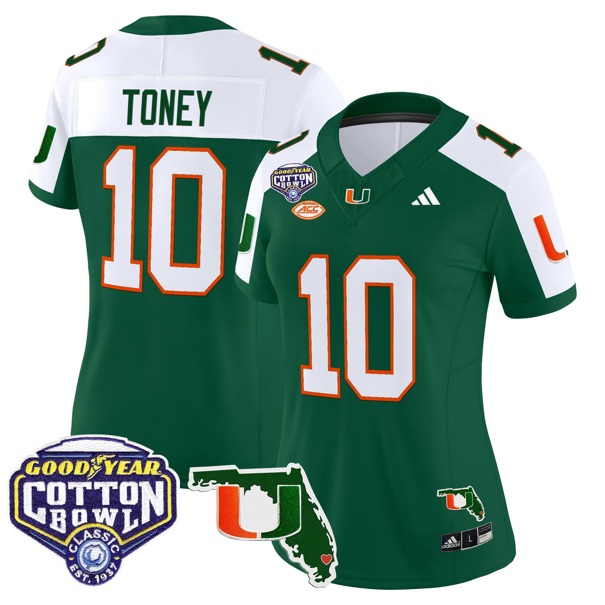 Women's Miami Hurricanes 2025 Cotton Bowl & Florida Patch Vapor Limited Jersey - All Stitched