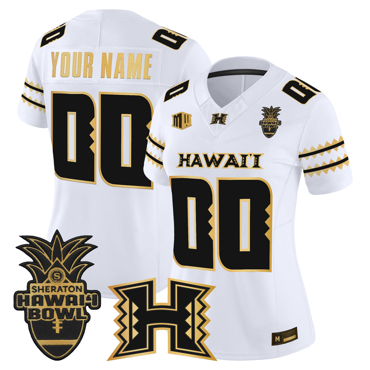 Hawai'i Rainbow Warriors 2025 Hawai'i Bowl Gold Vapor Limited Custom Jersey - All Stitched