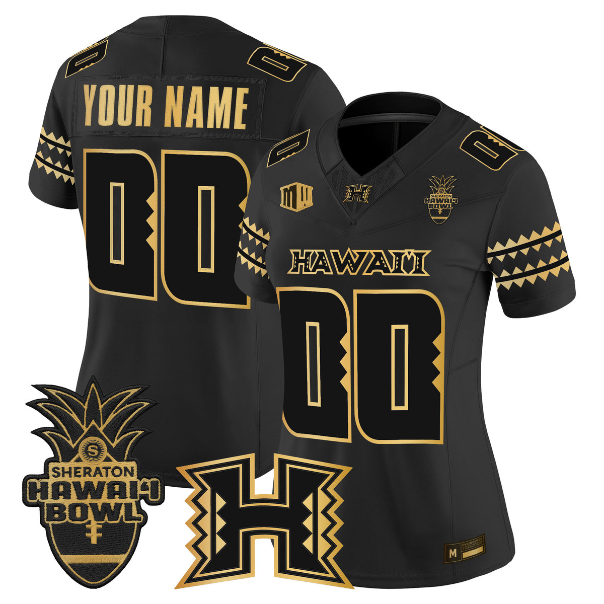Hawai'i Rainbow Warriors 2025 Hawai'i Bowl Gold Vapor Limited Custom Jersey - All Stitched