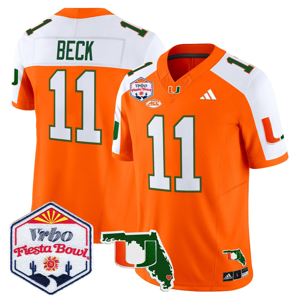 Men's Miami Hurricanes 2026 The Fiesta Bowl & Florida Patch Vapor Limited Jersey - All Stitched