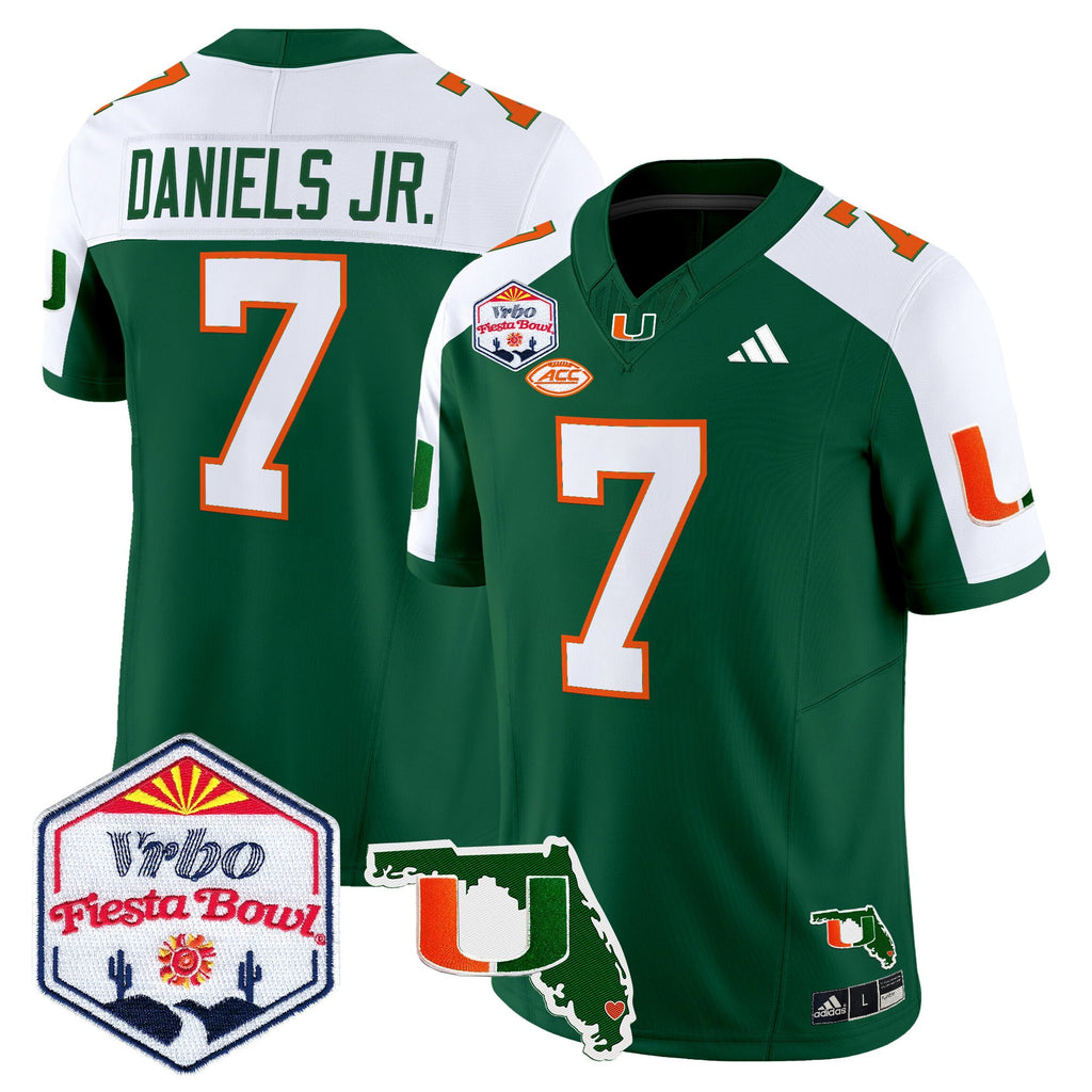 Men's Miami Hurricanes 2026 The Fiesta Bowl & Florida Patch Vapor Limited Jersey - All Stitched