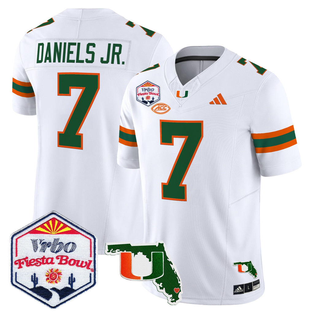 Men's Miami Hurricanes 2026 The Fiesta Bowl & Florida Patch Vapor Limited Jersey - All Stitched