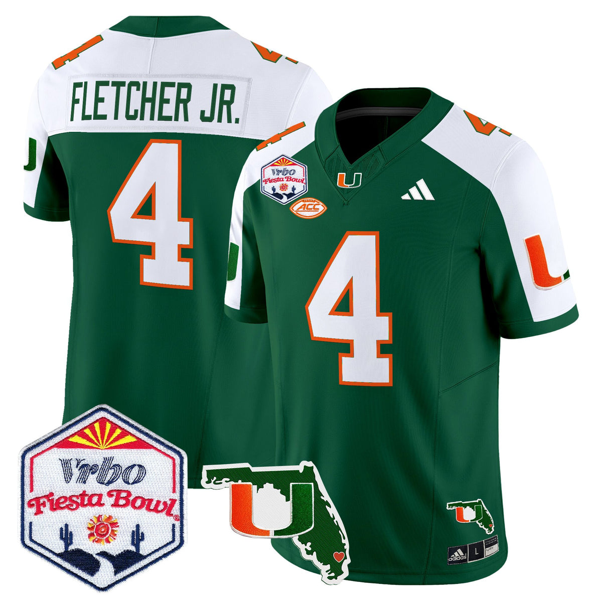 Men's Miami Hurricanes 2026 The Fiesta Bowl & Florida Patch Vapor Limited Jersey - All Stitched