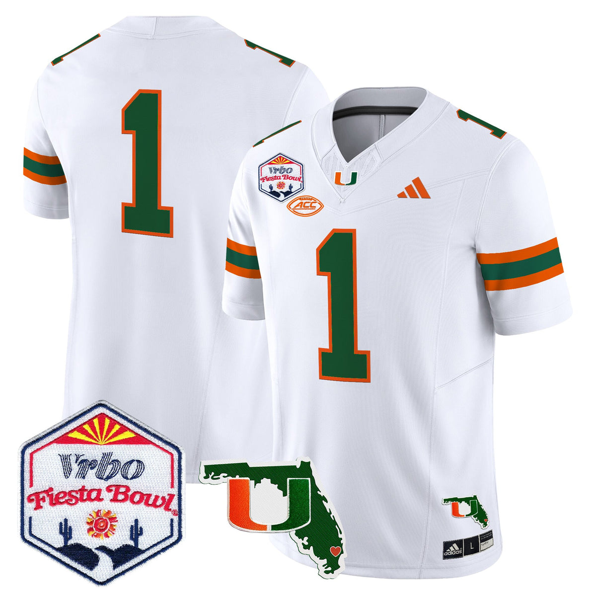 Men's Miami Hurricanes 2026 The Fiesta Bowl & Florida Patch Vapor Limited Jersey - All Stitched