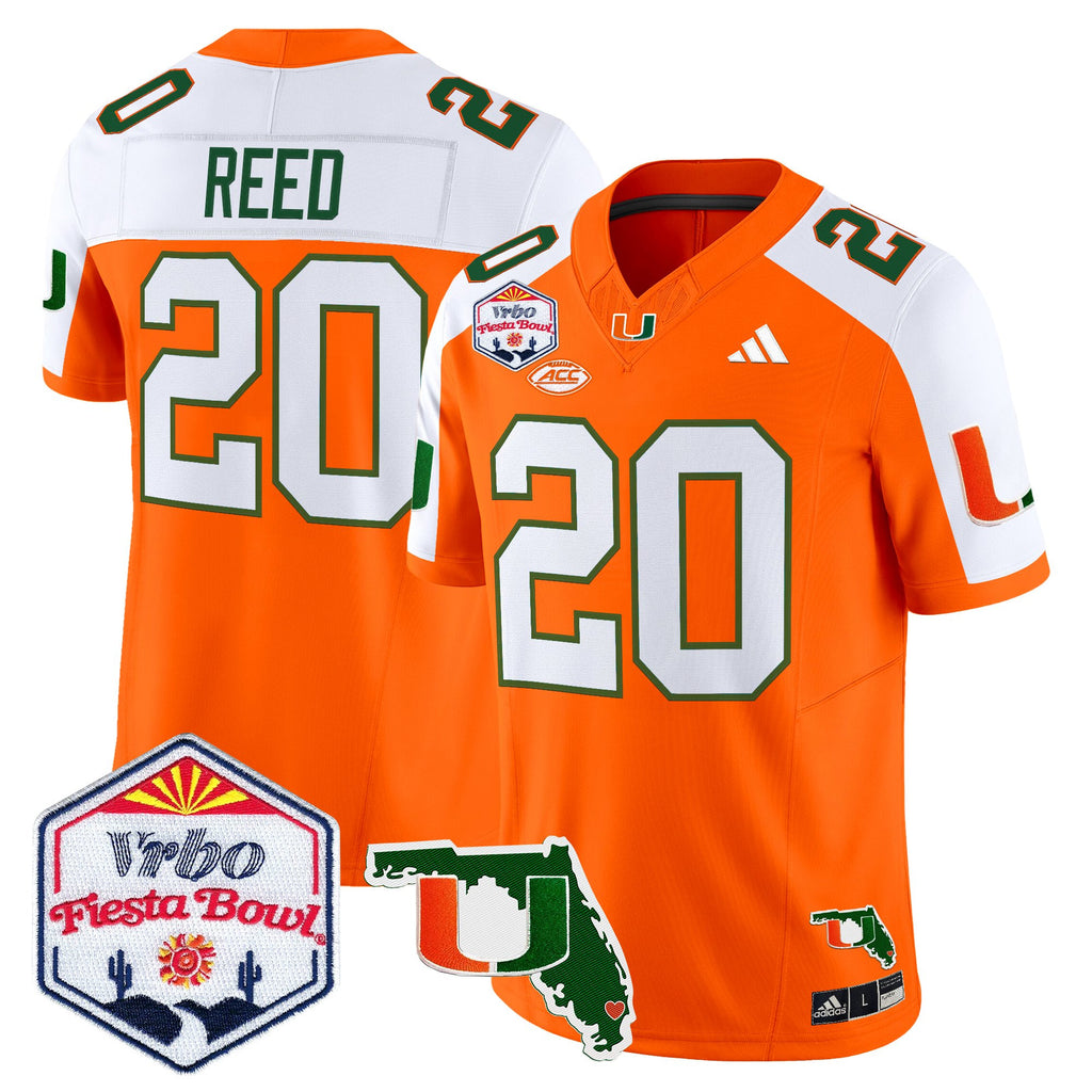 Men's Miami Hurricanes 2026 The Fiesta Bowl & Florida Patch Vapor Limited Jersey - All Stitched