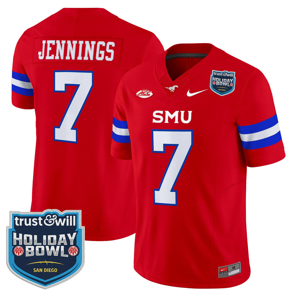 Men's SMU Mustangs 2026 Holiday Bowl Vapor Limited Jersey - All Stitched