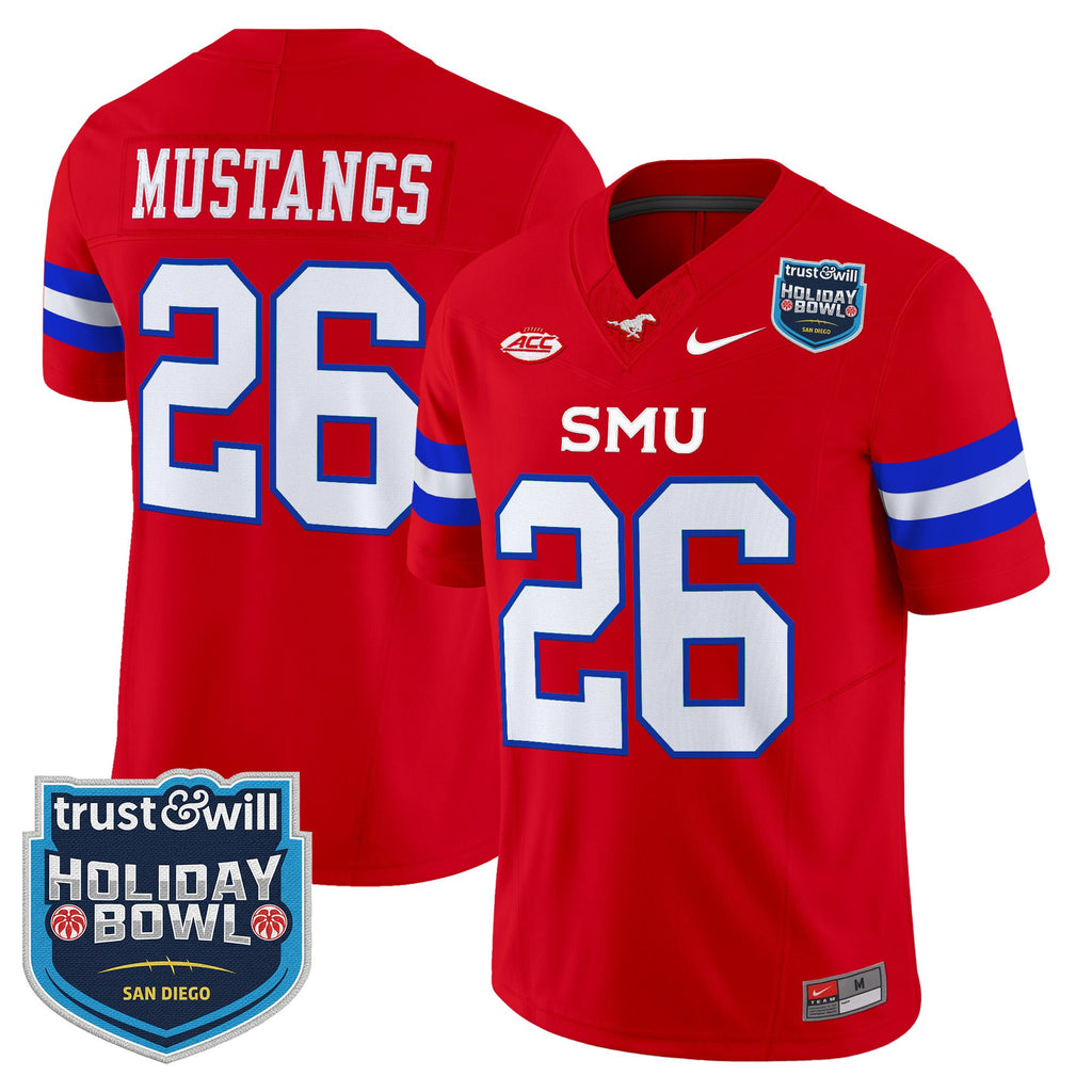 Men's SMU Mustangs 2026 Holiday Bowl Vapor Limited Jersey - All Stitched