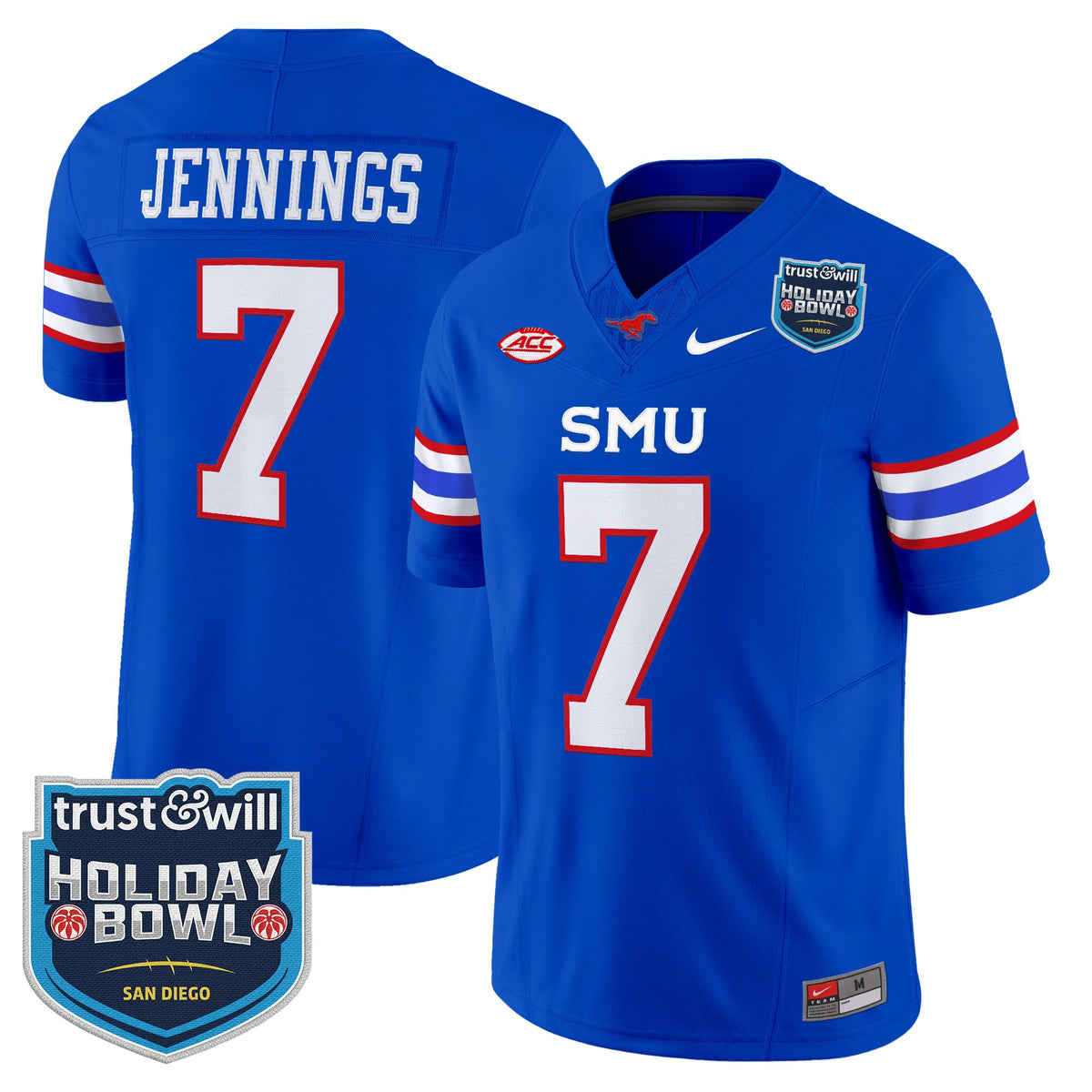 Men's SMU Mustangs 2026 Holiday Bowl Vapor Limited Jersey - All Stitched
