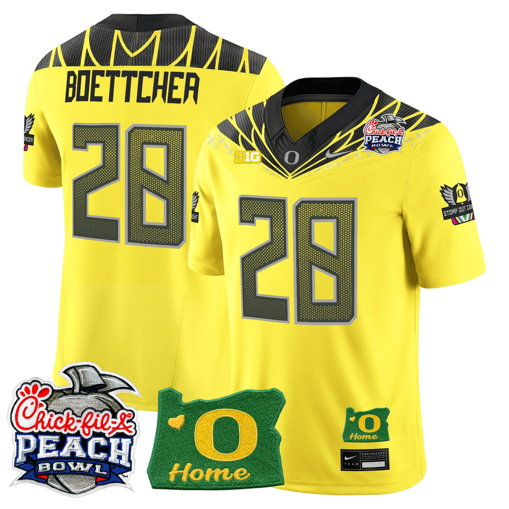 Men's Oregon Ducks 2026 Peach Bowl & Oregon State Patch Vapor Limited Jersey - All Stitched