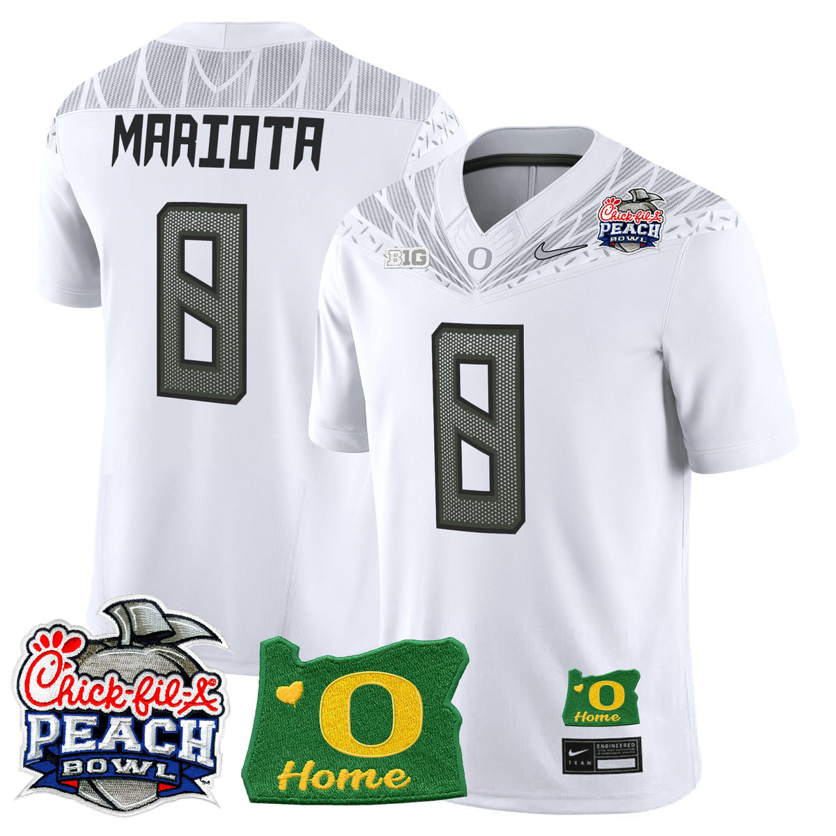 Men's Oregon Ducks 2026 Peach Bowl & Oregon State Patch Vapor Limited Jersey - All Stitched