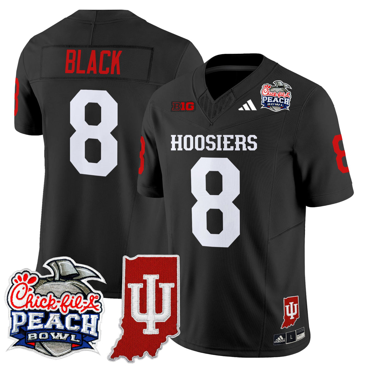 Men's Indiana Hoosiers 2026 Peach Bowl & Indiana State Patch Vapor Limited Jersey - All Stitched