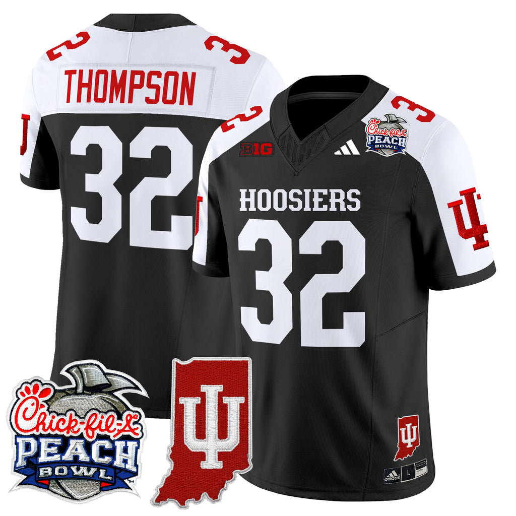 Men's Indiana Hoosiers 2026 Peach Bowl & Indiana State Patch Vapor Limited Jersey - All Stitched