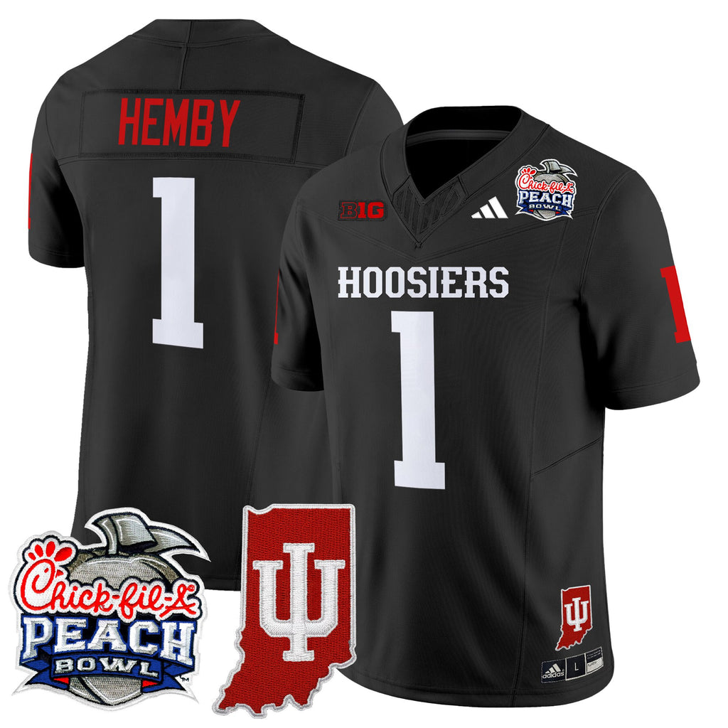 Men's Indiana Hoosiers 2026 Peach Bowl & Indiana State Patch Vapor Limited Jersey - All Stitched