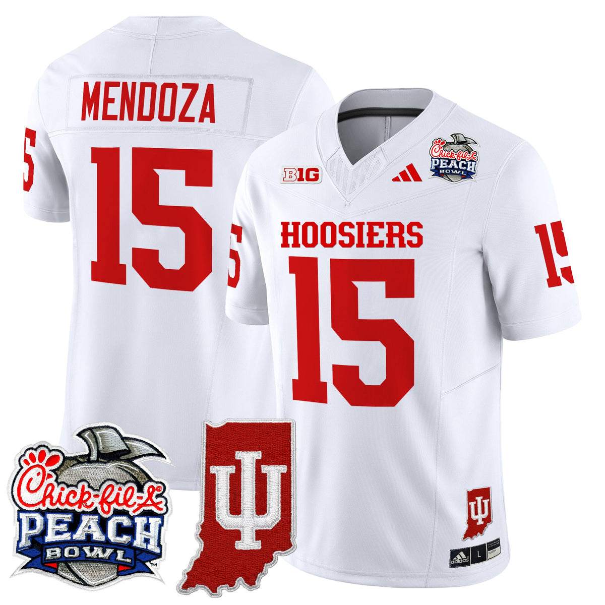 Men's Indiana Hoosiers 2026 Peach Bowl & Indiana State Patch Vapor Limited Jersey - All Stitched