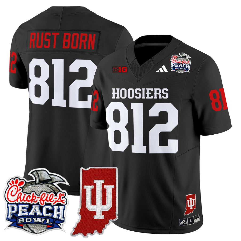 Men's Indiana Hoosiers 2026 Peach Bowl & Indiana State Patch Vapor Limited Jersey - All Stitched