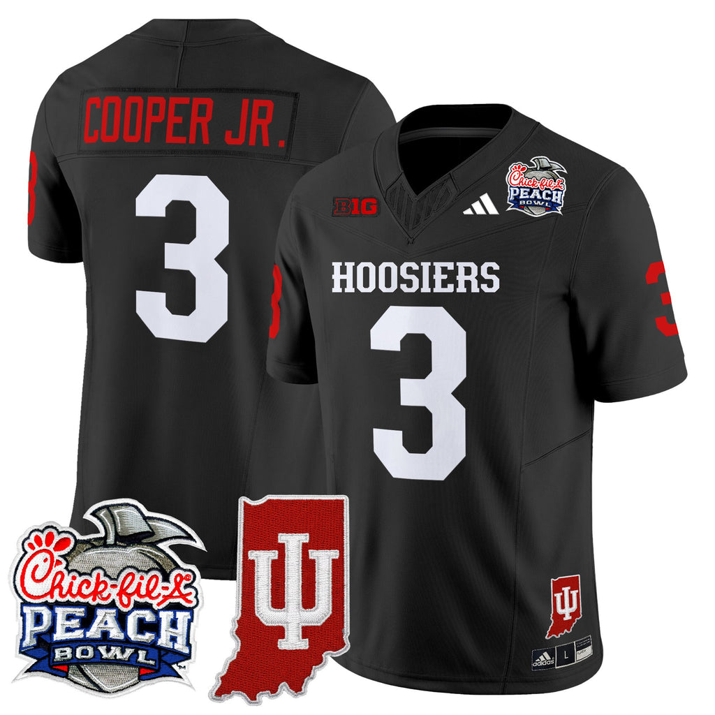 Men's Indiana Hoosiers 2026 Peach Bowl & Indiana State Patch Vapor Limited Jersey - All Stitched