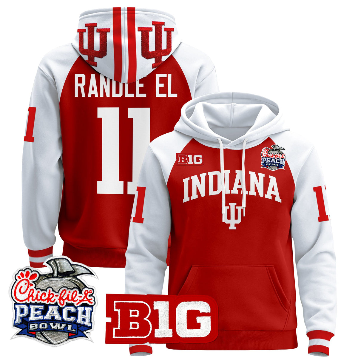 Men's Indiana Hoosiers 2026 Peach Bowl Premium Pullover Hoodie - All Stitched