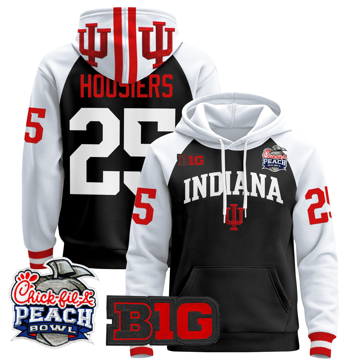 Men's Indiana Hoosiers 2026 Peach Bowl Premium Pullover Hoodie - All Stitched