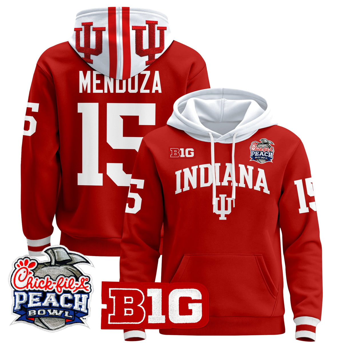 Men's Indiana Hoosiers 2026 Peach Bowl Premium Pullover Hoodie - All Stitched
