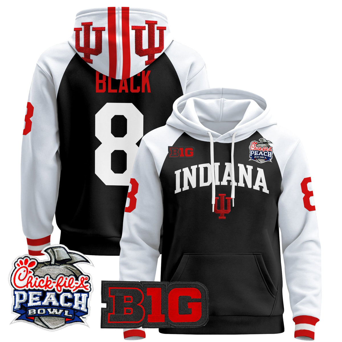 Men's Indiana Hoosiers 2026 Peach Bowl Premium Pullover Hoodie - All Stitched