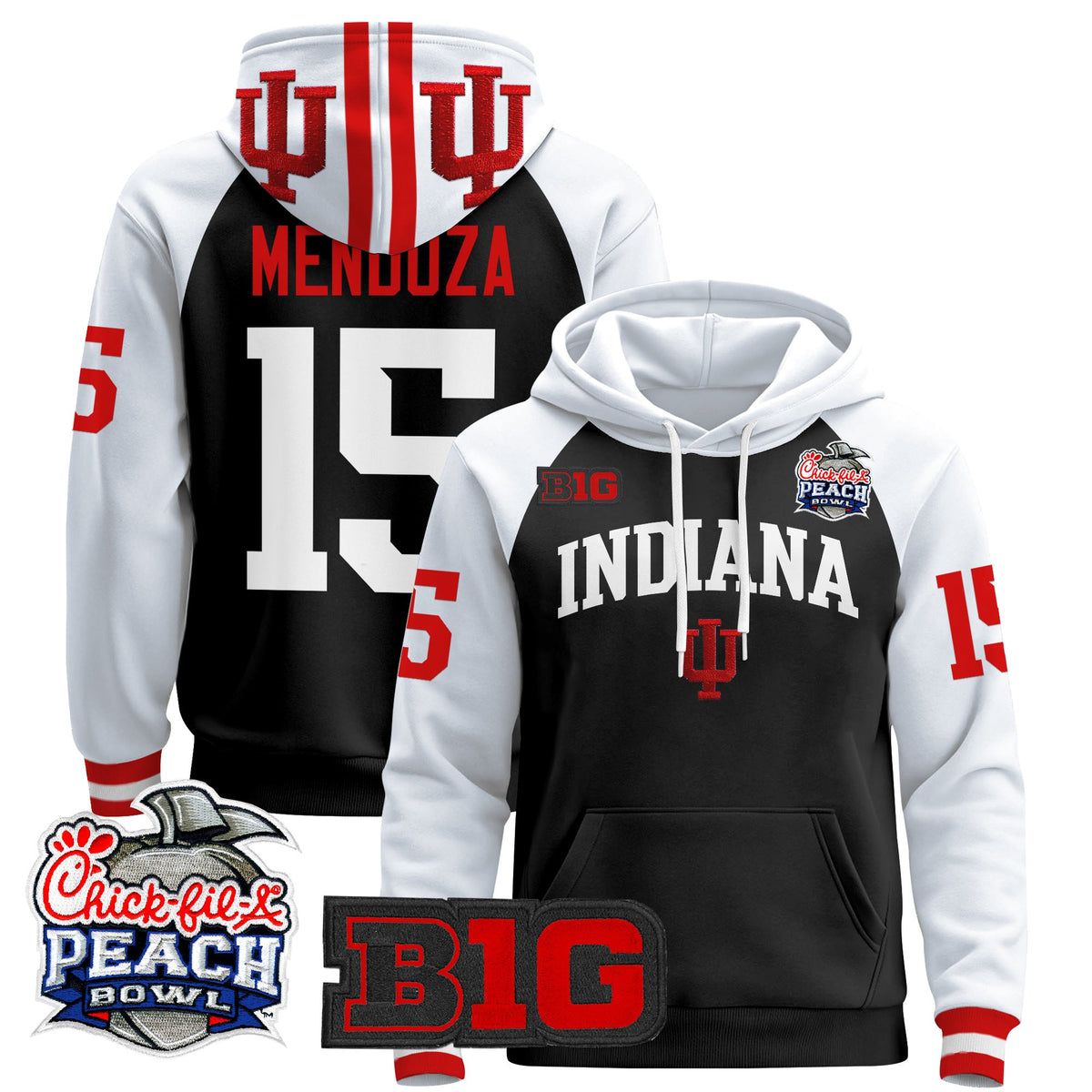 Men's Indiana Hoosiers 2026 Peach Bowl Premium Pullover Hoodie - All Stitched