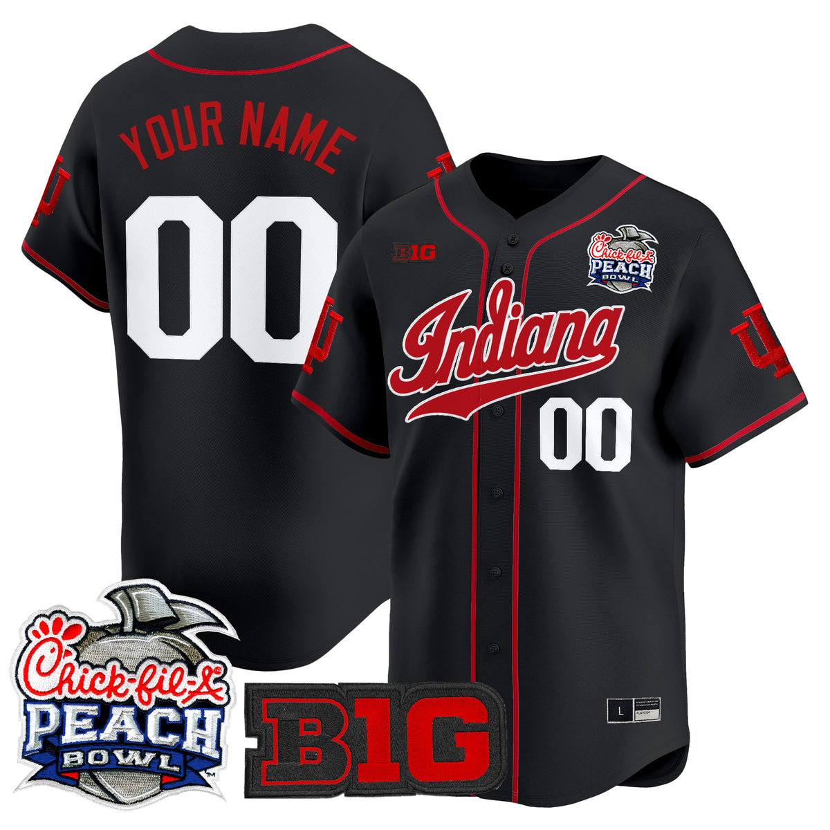 Indiana Hoosiers 2026 Peach Bowl Vapor Baseball Custom Jersey - All Stitched