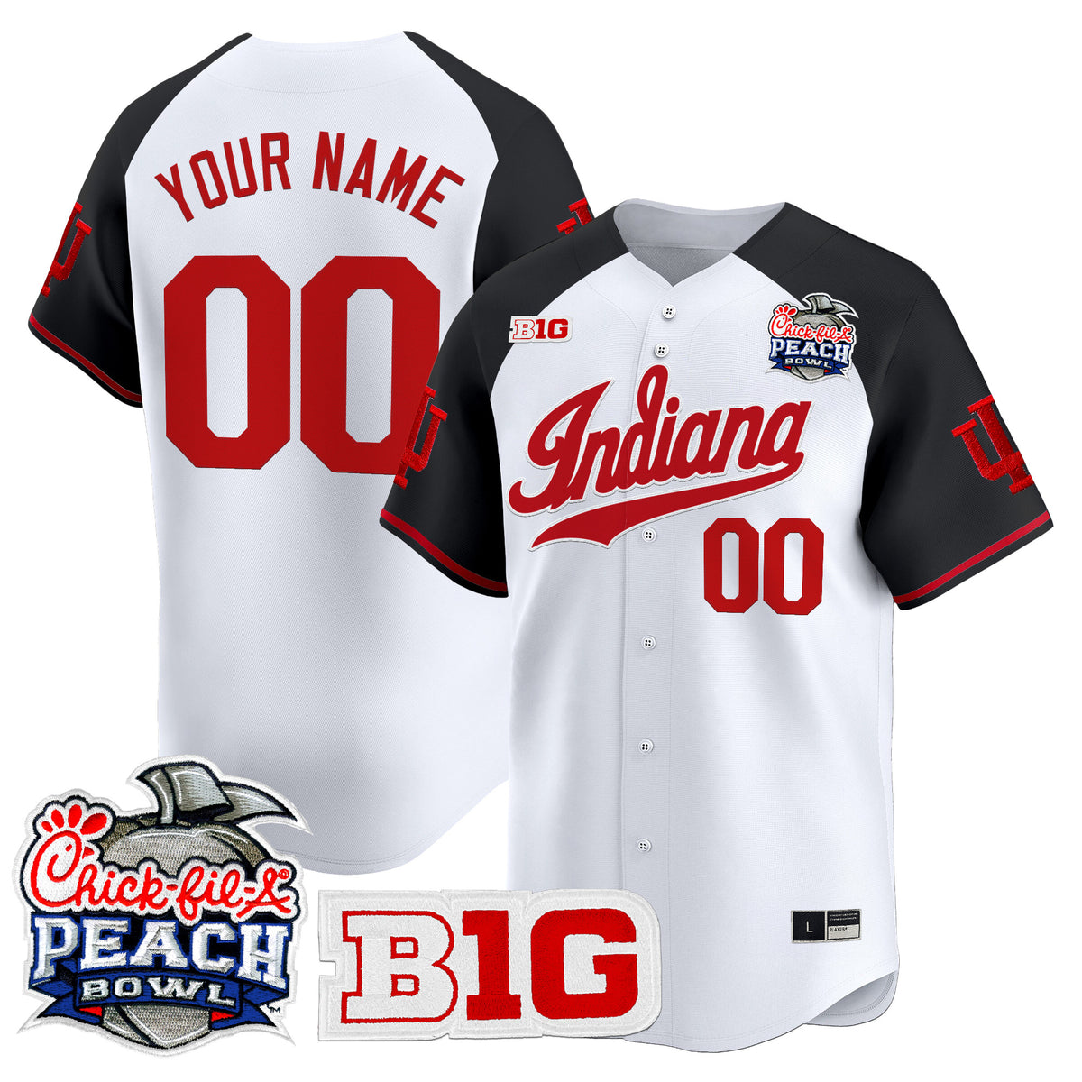 Indiana Hoosiers 2026 Peach Bowl Vapor Baseball Custom Jersey - All Stitched