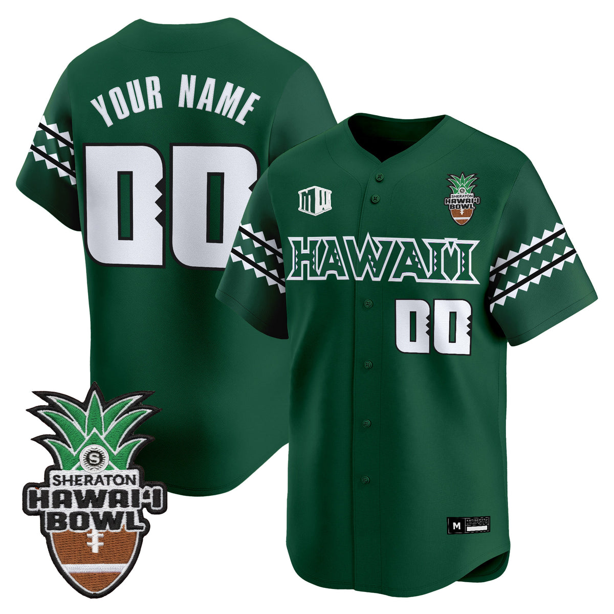 Hawai'i Rainbow Warriors 2025 Hawai'i Bowl Vapor Baseball Custom Jersey - All Stitched