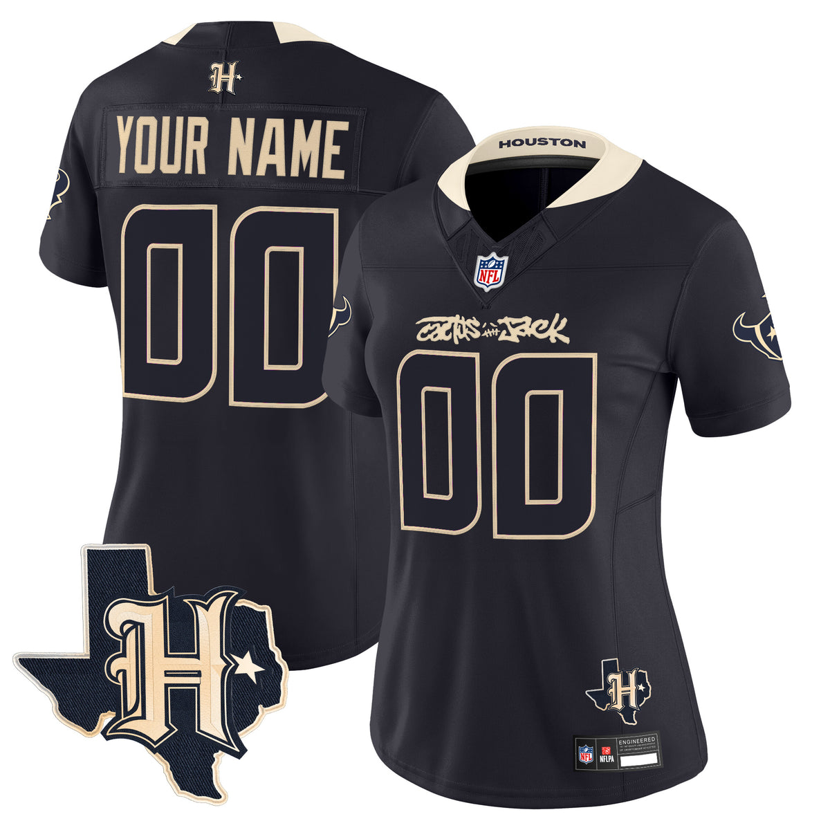 Houston Texans x Cactus Jack Vapor Limited Custom Jersey - All Stitched