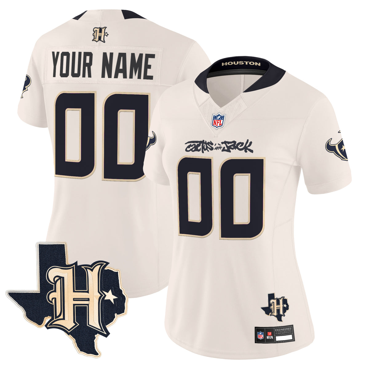 Houston Texans x Cactus Jack Vapor Limited Custom Jersey - All Stitched