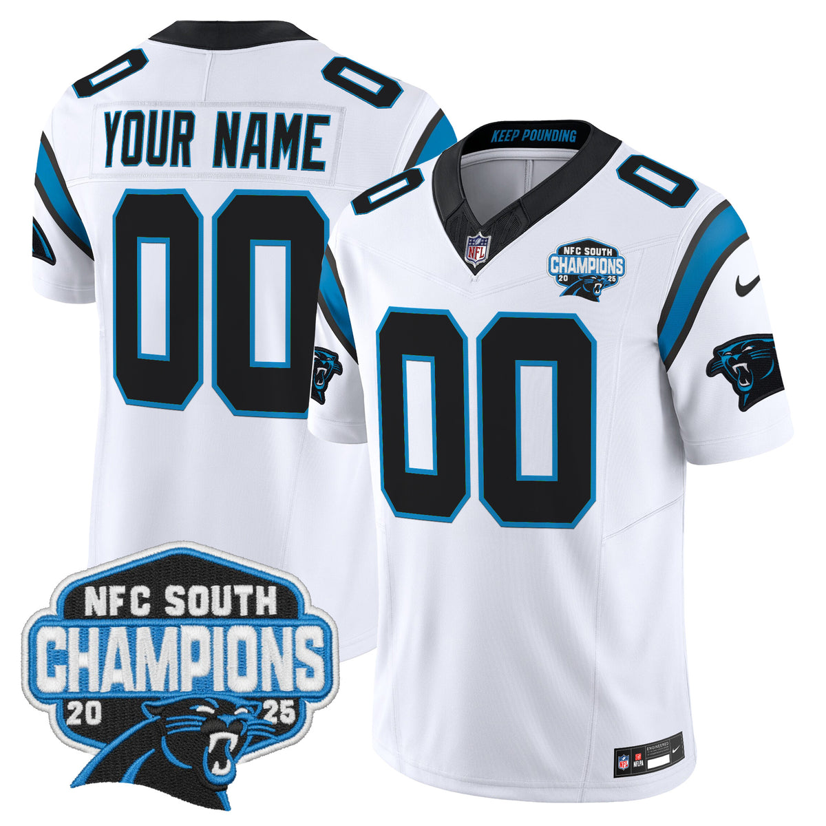 Carolina Panthers 2025 NFC South Division Champions Vapor Limited Custom Jersey - All Stitched